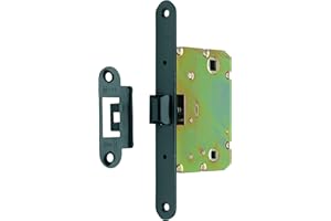 AZERODESIGN-Picaporte puerta interior-Cerradura Puerta Interior-Picaporte Reversible-165x20mm-Pestillo Centrado 70mm-Canto Redondo-Acabado Negro- Material Hierro