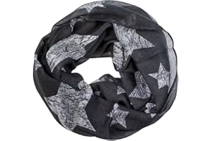 ‎SOUL-CATS Soul-Cats stylischer Kinder Loopschal Tuch große Sterne dunkelgrau Schlauchschal für Kid's