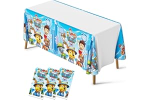 NTGFU Table Cloth Party, 3Pack 180 * 108cm Dog Table Cloth Party for Boys Waterproof Cartoon Party Tablecloth Rectangular Plastic Birthday Table Cover for Kids Party Decorations