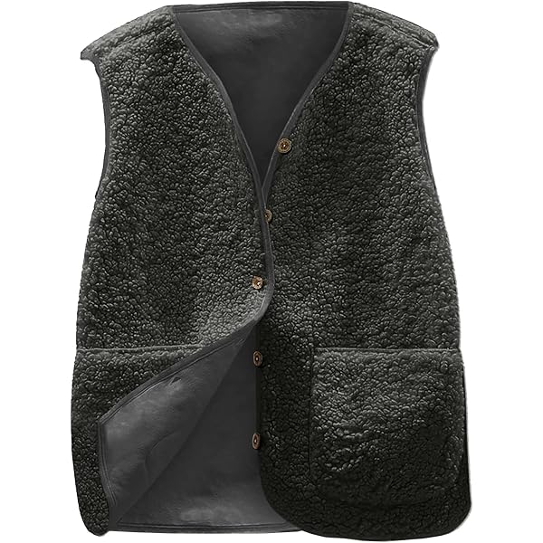 Yutdeng Lange teddy fleece gilet voor vrouwen Nederlandse dames lichtgewicht bodywarmers mouwloze jassen knoopsluiting vest top gilet polar fleece V-hals jas winterjassen met zakken, Kaki, L