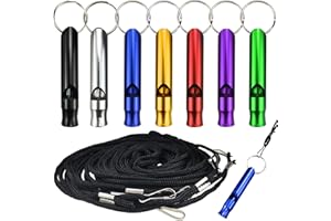 SHUIYUE 7 PièCes Sifflets De Survie d'urgence avec Porte-CléS, Comprend 7 Cordons pour Le Sport, L'EntraîNement, Camping, RandonnéE, Les ActivitéS en Plein Air