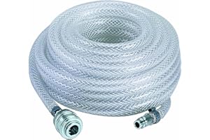 Einhell Tuyau haute pression à air comprimé pour compresseur (15 mètres, 15 bar max, Ø 6mm, filetage femelle R 1/4'', PVC tressé, raccord inclus)