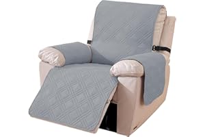 Ystyle Copripoltrona Relax Reclinabile, Reversibile Copri Poltrona Con Braccioli Universale, Copertura Poltrona Elettrica Antigraffio Antimacchia (1 Posto, Grigio Chiaro + Beige)