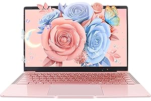 FSJUN Win 11 Pro 14-inch FHD Display Ultra-Thin Portable Entertainment Notebook high Speed Celeron J4105(1.5GHz) DDR4 6G RAM 128GB SSD High-Performance Laptop (6G+128GB, Rose Gold)