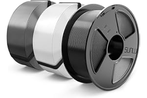 ‎SUNLU SUNLU PLA+ Filament MasterSpool, PLA Plus 3D Drucker Filament mit wiederverwendbarer Spule, 3KG 3D Druck PLA+ Filament 1.75mm, Neatly Wound, Maßgenauigkeit +/- 0.02mm, Schwarz+Weiß+Grau