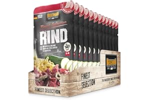 Belcando Torby [12x125g Wołowina z makaronem jajecznym i cukinią] | mokra karma dla psów | Kompletna karma w praktyce pojedynczych porcji