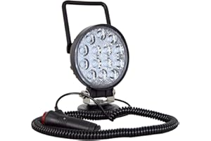 PICAA 1tlg 4 Zoll LED Arbeitsscheinwerfer mit Magnetfuß, Rund 42W Led Flutlicht Lightbar Auto Offroad 4x4 LKW Traktor 12V 24V Zusatzscheinwerfer