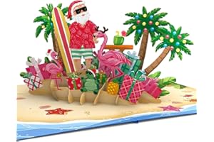 papercrush® Kartka pop-up Boże Narodzenie Święty Mikołaj na plaży