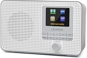 LEMEGA IR1 Portable Internet Radio WIFI,DAB/DAB+/FM Digital Radio,Bluetooth Speaker,Dual Alarms Clock,Sleep Snooze Timer,60 P