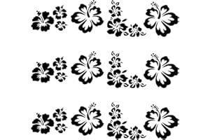 GORGECRAFT Fiori di Ibisco Decalcomanie per Auto Adesivi Hawaiani Vinile Bianco Automotive Decorazione Esterna per SUV Camion Moto Porte Pareti Laptop