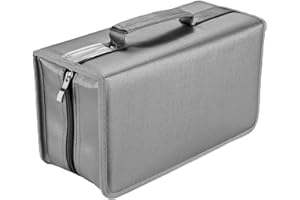 UENTIP Étui de Rangement en Nylon pour CD, DVD, capacité de 160 CD, livrets, VCD - pour Voiture, Maison, Voyage (Gris)