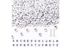 JOLCEEY 1000Pcs Acrylic Letter Beads for Bracelet & Necklace Making, 7mm White Round Alphabet Beads for DIY Jewelry