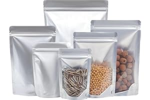 WACCOMT Pack Lot de 50 sacs transparents en aluminium - Avec fermeture éclair - Scellage thermique - Anti-odeurs - 9 x 13 cm