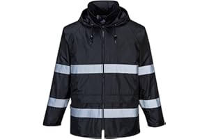 Portwest Chaqueta impermeable clásica Iona, color: negro, tamaño: grande, F440BKRL