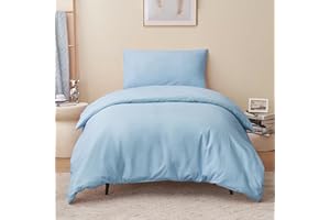 RUIKASI Funda Nordica Cama 90 - Juego de Funda Edredon 150x220, con Funda Almohada 50x75 cm, Microfibra, Suave y Transpirable, Azúl Claro