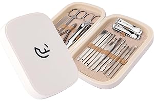 CAELYN & FRANCIS 18Pcs Manicure Set, Professional Stainless Steel Nail Care Tools, Portable Grooming Kit for Travel and Home, Ideal Nail Clippers, Gift for Men Women Friends and Parents (White)