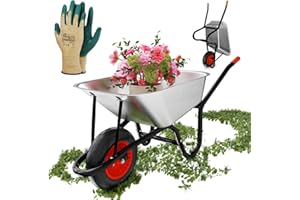 ‎GARMIO GARMIO® Schubkarre 85 Liter bis 160kg Tragfähigkeit Garten Bauschubkarre, Gummi-Luftreifen mit Felge - Wanne verzinkt, Hofkarre, Robustes Stahlgestell für Haus und Hof