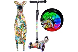 SANOTO Monopattino 3 Ruote, Monopattino Bambino, Monopattino Bambino 8 Anni con Ruote Illuminate a LED Manubrio Regolabile, Adatto per Regalo Bambini dai 3-14 Anni