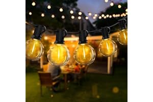 Qxmcov Catena Luminosa Esterno, 15M LED Luci da Esterno Giardino, Catena Luci Impermeabile Lucine with 25+3 Lampadine di Ricambio 2700K Catena Luminosa Giardino per Natale Partito Esterno e Interno