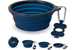 Bonza Large Collapsible Dog Bowl 1000 mL, Sturdy Reinforced Rim, Includes Carabiner & Water Bottle Holder Keychain