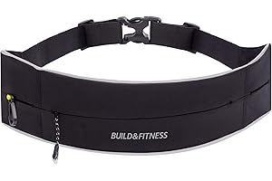 Build & Fitness Laufgürtel mit YKK Reißverschluss - Verstellbare Taillenweite, Schlüsselclip - Passt für Alle Smartphones, Schlüssel, Karten - Bauchtasche Damen und Herren - Laufen, Walken, Sport