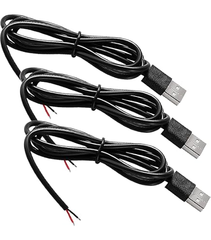 5pz Cavo Alimentazione Mini USB Maschio 30cm – 2 Fili Trecciati Per Fai Da Te