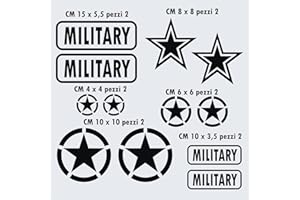Pimastickerslab Kit 12 Adesivi Stella Militare US Army USA Marines War 4x4 off Road Auto Camper Decalcomanie Scegli Colore e Misura -cod. 1656- (070 Nero, Lucido (Glossy_Lucid_Glanz_pulido))