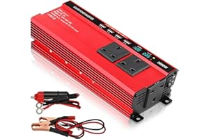 FINEFIZZ Power Inverter 12V to 220V, 1000W Pure Sine Wave Power Inverter, Car Converter with 4 USB 3 AC Sockets, LED Display, Suitable for RV, Travel, Camping