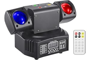 METYONLASER Mini-LED-Moving-Head-Effektlichter, Doppelkopf, RGB-Farbe 3535 Perlen, 10-W-Stroboskopperlen, DMX512-Signalsteuerung, Tonaktivierung