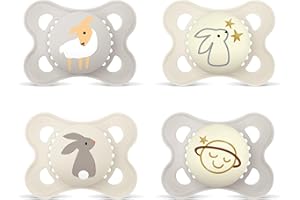 MAM Original Day & Night Matt Schnuller | 0-6 Monate | Schnuller für Neugeborene | 94% Akzeptanz | Babyschnuller beugt Zahnfehlstellungen vor | SkinSoft Silikon | Schaf/Hase | 4 Stück