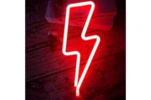 Nordstylee Segni di luce al neon, luci notturne con fulmini a LED, per bambini, da parete, festa di compleanno, Natale, decorazione di nozze (rosso)