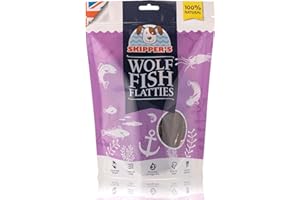 SKIPPER'S Wolf Fish Skin Flatties - Air Dried Grain Free Dog Treats, Healthy & Long Lasting Natural Dog Dental Chews, High in Protein with Essential Omega 3 & 6 Oils | Great for Teeth Regular (250g)