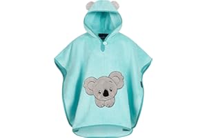 Morgenstern Badeponcho mit Kapuze Kinder Baby 1-5 Jahre Mädchen Jungen 100% Baumwolle Frottee OEKO TEX® Handtuch Badetuch Poncho Kapuzenhandtuch Bademantel