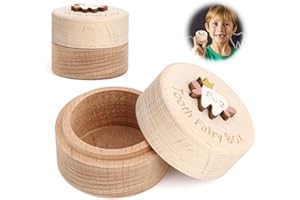 Lotbun porta dentini da latte Scatola per denti di latte, regalo di memoria in legno per bambini e ragazze 100% legno, resistente alla corrosione, durevole portadentini bambini