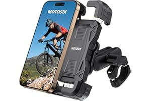 MOTOSIX Soporte Móvil Moto Antivibración,ANTIRROBO, Brazo Metálico Extensible 360º.Soporte Móvil Bicicleta Bici Patinete electrico, Motocicleta. Teléfonos de 4,7-7,2'' Todo Tipo de Manillar