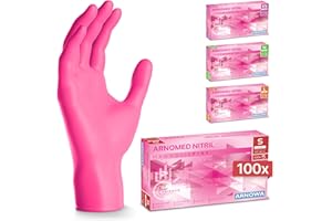 100x ARNOMED® Guantes nitrilo talla S Rosa, Guantes desechables quirurgicos y laboratorio, Luvas nitrilo descartaveis sin polvo y látex, Manoplas nitrilo en XS, S, M, L, XL, XXL