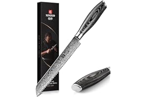 XINZUO Nóż do chleba Ostrze noża kuchennego 20 cm Nóż szefa kuchni damasceńskiej 67-warstwowy nóż ze stali damasceńskiej z rękojeścią z Pakkawood - seria Ya