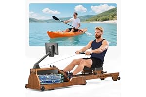Advamsoler Rameur à Eau en Bois Pliable, Rameur d'Appartement avec APP Exclusive, Moniteur Bluetooth Professionnel et Support Tablette, Capacité Max 150 kg, Expérience d'Aviron Immersive