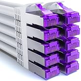 deleyCON 10x 0,25m CAT7 Network Cable - 10 Gigabit - Short 25cm RJ45 Ethernet Patch Cable (Copper, SFTP PiMF Shielding) - LAN