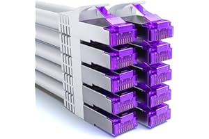 deleyCON 10x 0,25m CAT7 Netzwerkkabel - 10 Gigabit - Kurzes 25cm RJ45 Patchkabel Ethernet Kabel (Kupfer, SFTP PiMF Schirmung) - LAN DSL Switch Modem Router Patchpanel CAT7 CAT6 CAT5 - Weiß