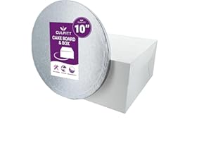 Culpitt 10" Round Silver Cake Drum Board & White Cake Box Combo