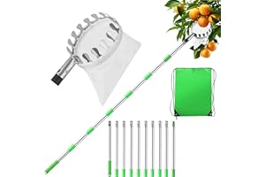 ACOMTUO Obstpflücker,Apfelpflücker,Pflückhilfe 4M,Obstgreifer Einfach zu Montieren,Obstsammler Pflückhilfe, Kirschpflücker für Birnen, Citrus, Orange Fruit Picker Diameter 16 cm