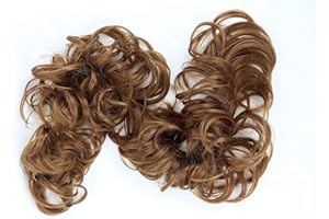 CAISHA by PRETTYSHOP XXL Posticcio Capelli Elastici Acconciature Da Sposa Voluminoso Riccio Chignon Marrone Medio HW2