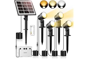 MEIHUA reflektory słoneczne ogrodowe z pilotem 4 sztuki 2700 K 4000 K 6000 K 3 jasność 2 tryby dynamiczne timer IP66 Wodoodporna słoneczna lampa ogrodowa do ścieżki ogrodowej na patio drzewo