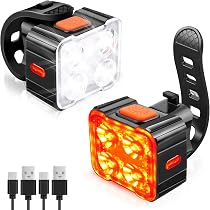 Lot éclairage Vélo Ainiv – Avant 130 Lm / Arrière 20 Lm, USB Rechargeable, 8+9 Modes, Ultra-fin