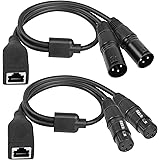 GELRHONR Dual 3 Pin XLR Stecker auf RJ45 Buchse, Adapterkabel, RJ45 Buchse auf Dual DMX 3 Pin XLR Buchse, Verlängerungskabel