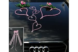 AUTO-SCHMUCK SO EINFACH SO KREATIV Décoration de voiture en forme de cœur - Pour mariage, voiture - Rose - Taille maxi