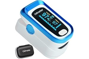 CRFISH Pulse Oximeter Fingertip, Oxygen Meter Finger Pulse Oximeter, Oximeter Blood Oxygen Saturation Monitor, Accurate SpO2 Pulse Reading, Pulse OX with Carrying Bag and Lanyard (Blue)