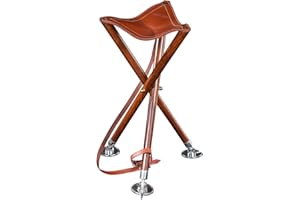 GASTROCK Sitzstock TRIOLED 90, Sitz Rindsleder, Füße Buchenholz, Tellerspitzen, Leder-Tragriemen