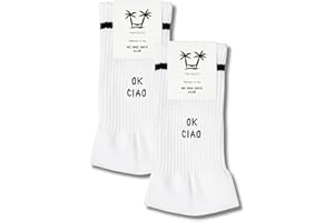 vacayto 2 Paar Statement Socken mit Spruch, lustige Socken mit Motiv für Damen & Herren in weiß und schwarz
